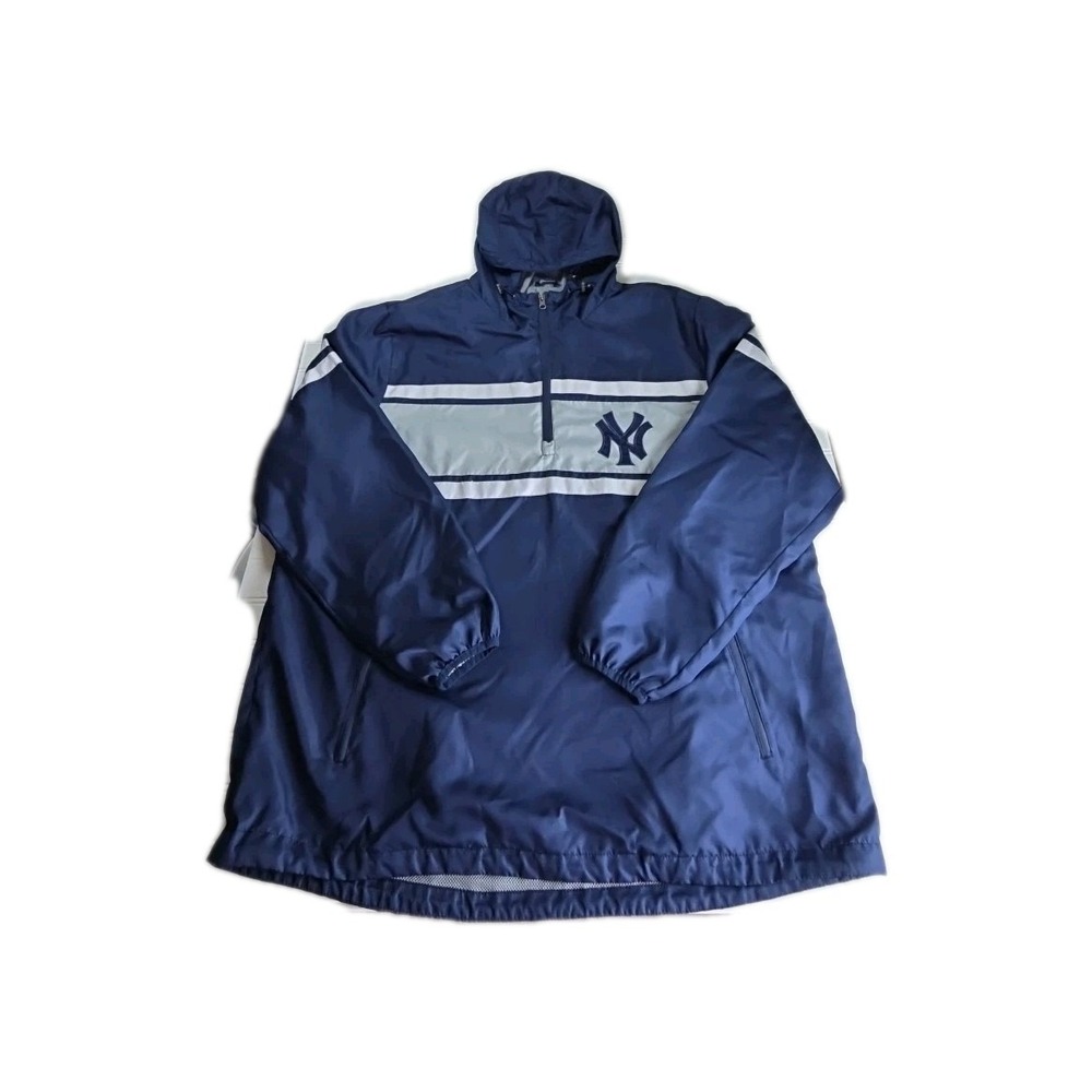 Vintage New York Yankees MLB Baseball 1/4 Zip Pullover Windbreaker Men's Sz‎ XXL